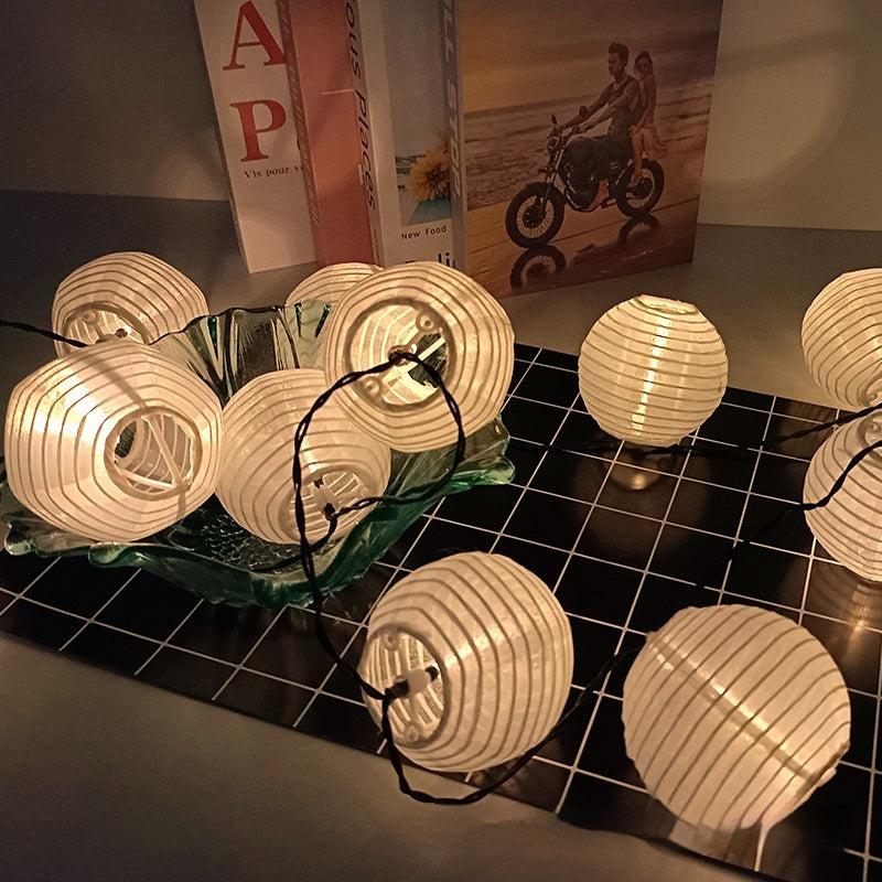 Solar Fabric Lighting Chain Colorful Lantern Atmosphere Decoration String