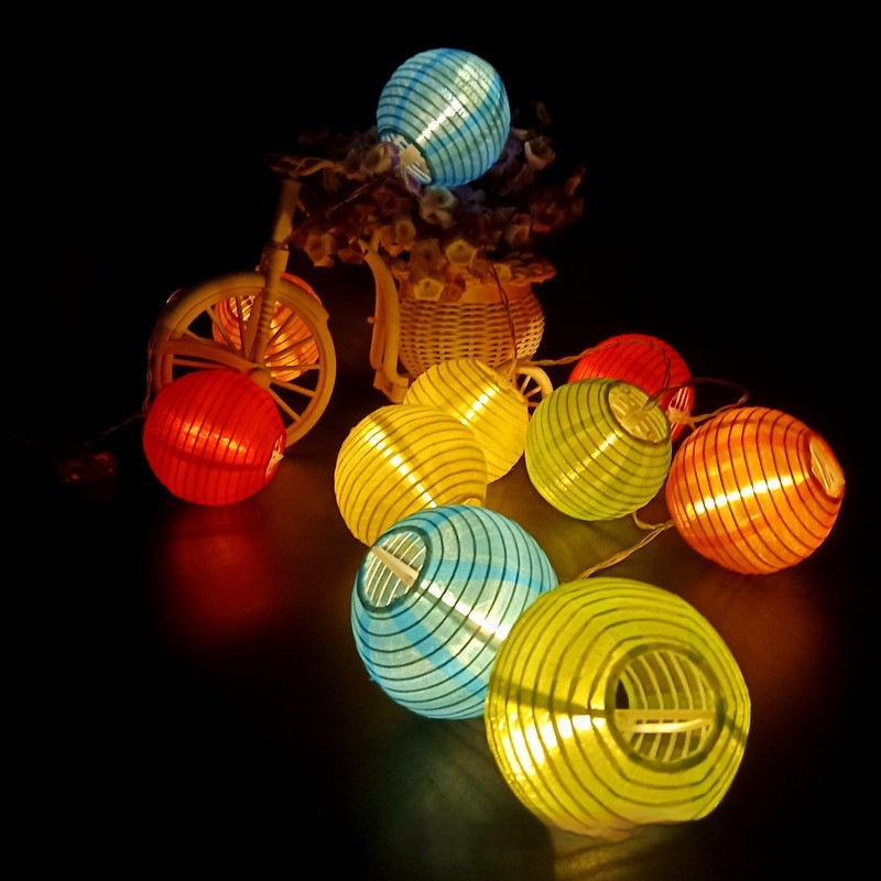 Solar Fabric Lighting Chain Colorful Lantern Atmosphere Decoration String